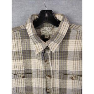Cabelas Womens Jacket 2XL Brown Plaid Heavy Flannel Shacket Outdoor Chore Fall‎